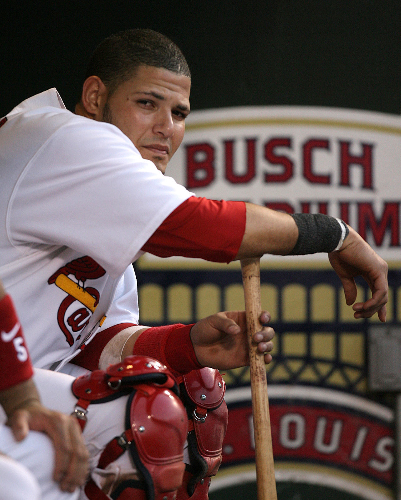 Yadier Molina waits in 2008